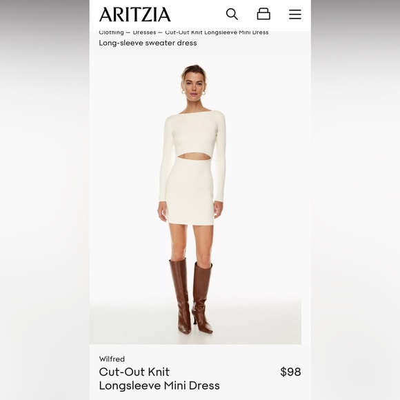 Aritzia white knit dress - Picture 2 of 2